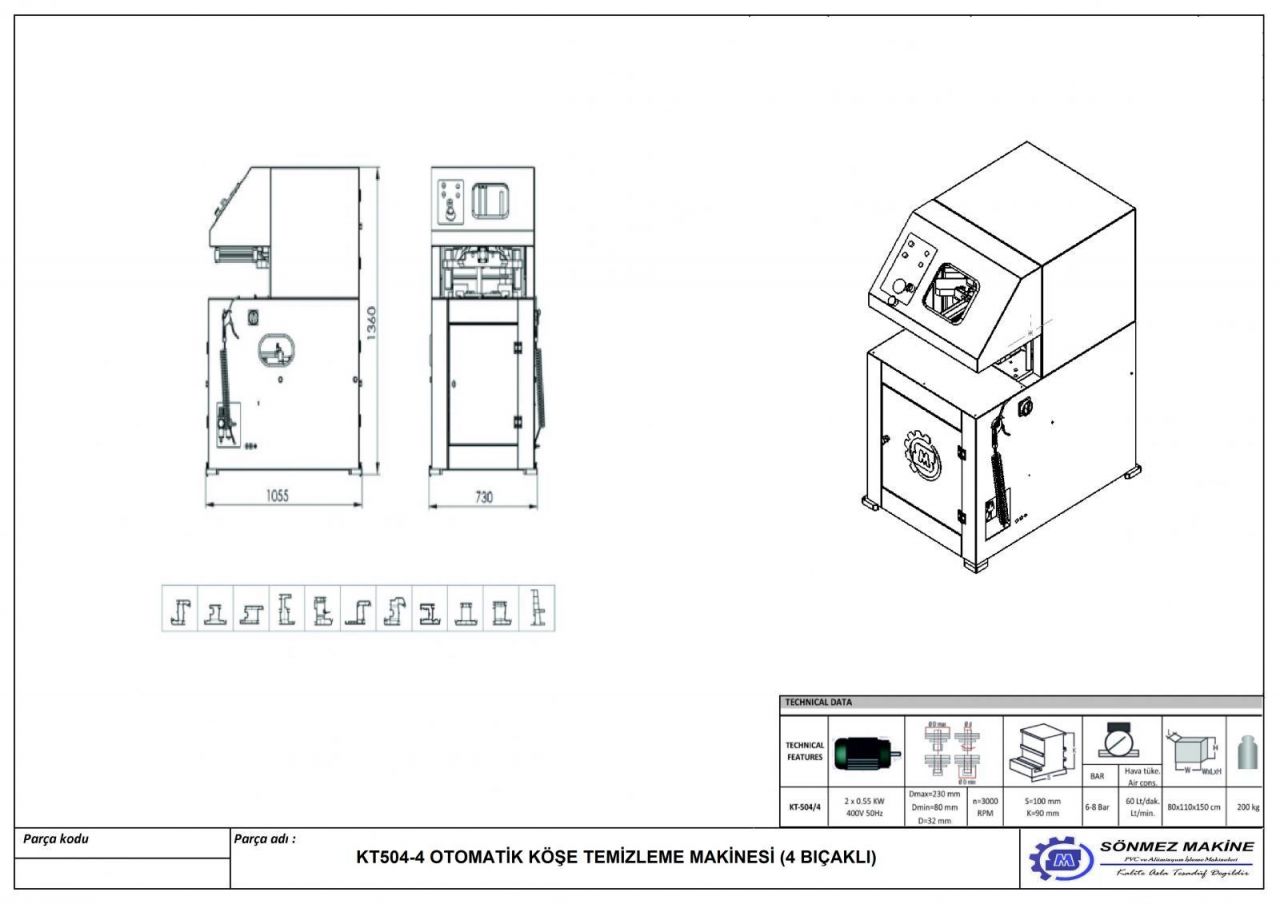 Otomatik Köşe Temizleme Makinası (4 Bıçaklı) KT504-4